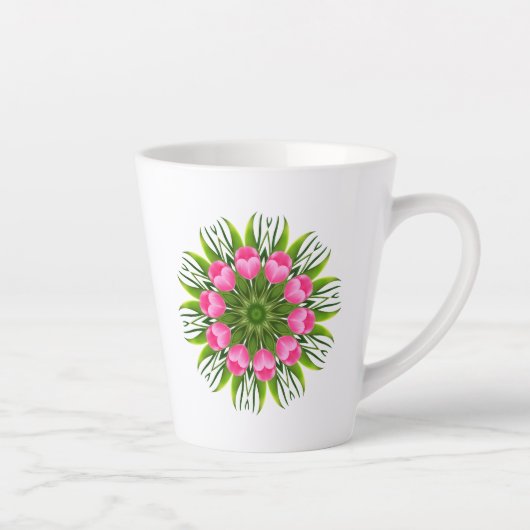 美しい花の曼荼羅デザイン-79358 カフェラテマグ (右)
