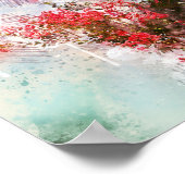 美しい花の木の粗い絵を描水色 ポスター (角)