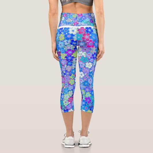 美しい花の模様のレギング カプリレギンス (裏面)