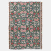 美しい花の模様葉花が赤ピンク スローブランケット (正面縦)