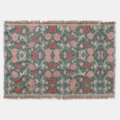 美しい花の模様葉花が赤ピンク スローブランケット (正面)
