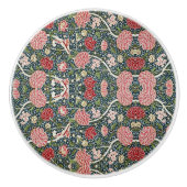 美しい花の模様葉花が赤ピンク セラミックノブ (正面)