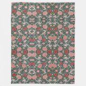 美しい花の模様葉花が赤ピンク フリースブランケット (正面)