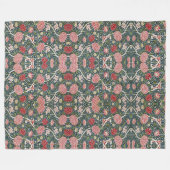 美しい花の模様葉花が赤ピンク フリースブランケット (正面(横))