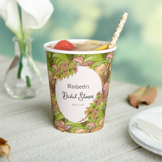 美しい花の模様 紙コップ (インサイチュ)