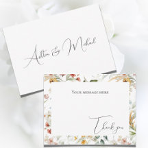 美しい花の水彩フラットサンクスカード