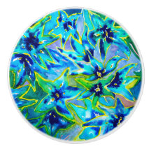 美しい花の水彩画の陶磁器のドア・ノブ