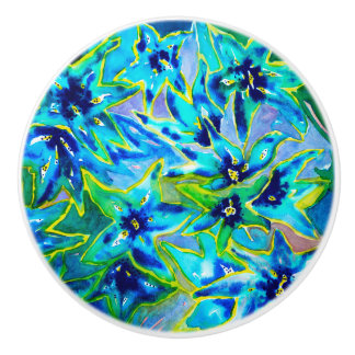 美しい花の水彩画の陶磁器のドア・ノブ セラミックノブ