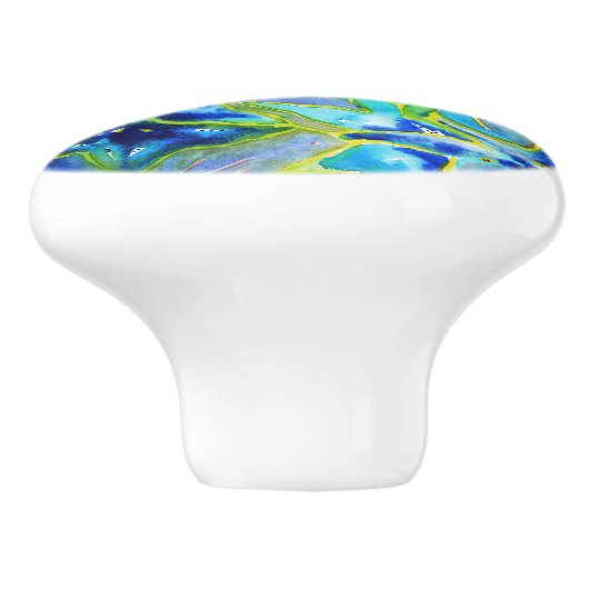 美しい花の水彩画の陶磁器のドア・ノブ セラミックノブ (側面)