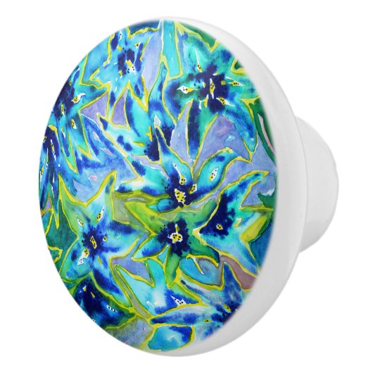 美しい花の水彩画の陶磁器のドア・ノブ セラミックノブ (右)