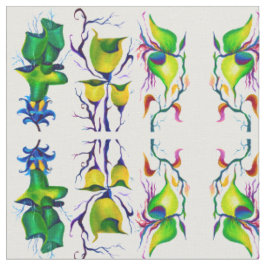 美しい花の水彩画 グリーンの色合い ファブリック