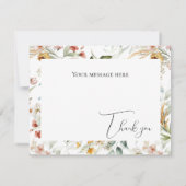 美しい花の水彩 フラット サンクス カード (裏面)