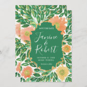 美しい花の水絵画色の保存日付 招待状 (正面/裏面)