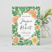 美しい花の水絵画色の保存日付 招待状 (スタンド正面)