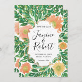 美しい花の水絵画色の保存日付 招待状 (正面/裏面)