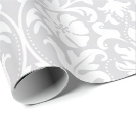 美しい花の白いダマスク織の結婚式のデザイン ラッピングペーパー