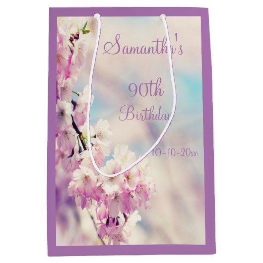 美しい花の第90誕生会 ミディアムペーパーバッグ (正面)