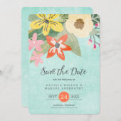 美しい花の結婚式 Save the Date カード (正面/裏面)