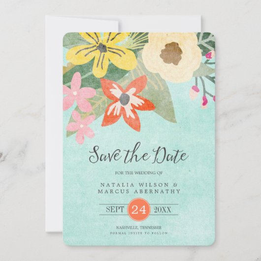 美しい花の結婚式 Save the Date カード (正面)