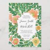 美しい花の絵画水色結婚の 招待状 (正面/裏面)