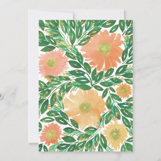 美しい花の絵画水色結婚の 招待状 (裏面)