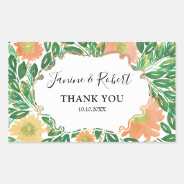 美しい花の絵画水色結婚の 長方形シール