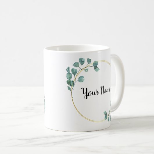 美しい花の緑の名前カスタム コーヒーマグカップ (正面右)