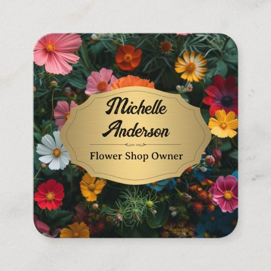 美しい花の背景 スクエア名刺 (正面)