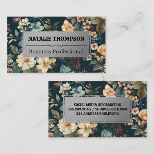 美しい花の背景 名刺 (正面/裏面)