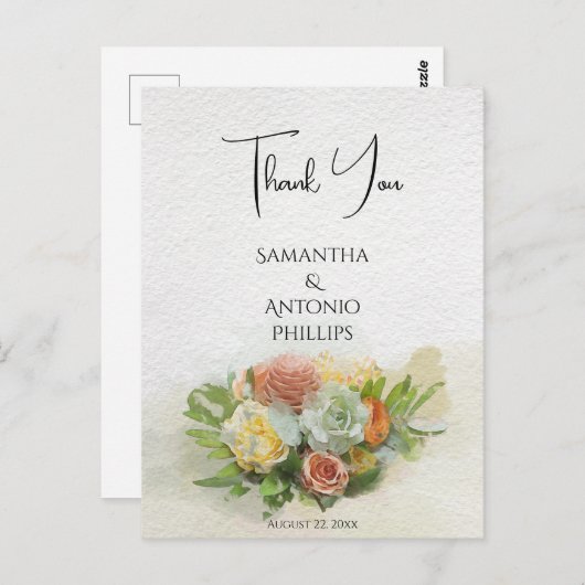 美しい花の花束水の色のアートありがとう ポストカード (正面/裏面)