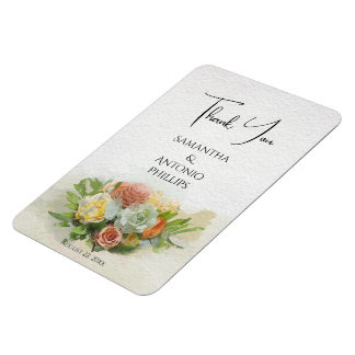 美しい花の花束水の色のアートありがとう マグネット