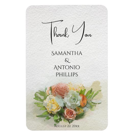 美しい花の花束水の色のアートありがとう マグネット (縦)