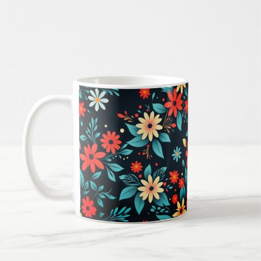 美しい花の花柄 - 48965 コーヒーマグカップ (左)