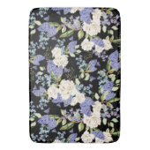 美しい花の薄紫バラ紫の青オンブラック バスマット (正面縦)