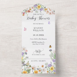 美しい花の蝶の庭 オールインワン招待状