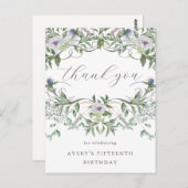 美しい花の誕生日お礼メッセージ ポストカード (正面/裏面)