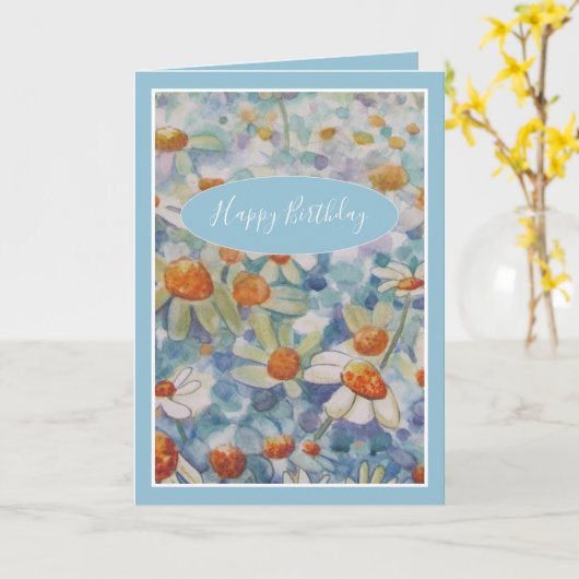 美しい花の誕生日グリーティングカード カード (黄色い花)
