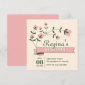 美しい花の誕生日 招待状 (正面/裏面)