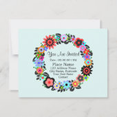 「美しい花の輪飾りスタイル」招待状カード。 招待状 (正面)