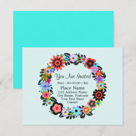 「美しい花の輪飾りスタイル」招待状カード。 招待状