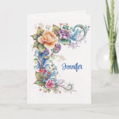 美しい花の追加誕生日メッセージ署名 カード (正面)