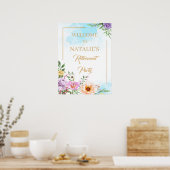 美しい花の退職パーティーウェルカムサイン ポスター (キッチン)