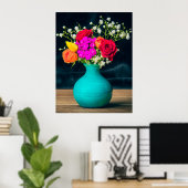 美しい花の配置 静物画 ポスター (ホームオフィス)