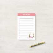 美しい花の馬蹄形のやることリスト ポストイット (デスク上)