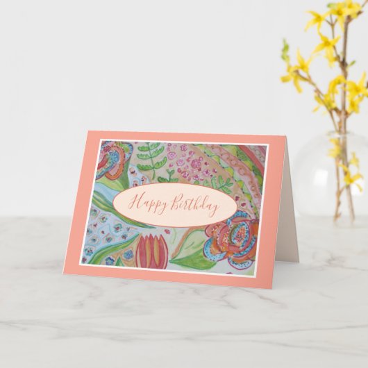 美しい花の鮮やか誕生日グリーティングカード カード (黄色い花)