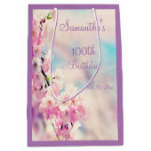 美しい花の100th誕生会 ミディアムペーパーバッグ (正面)