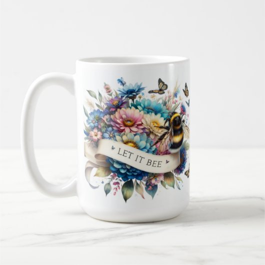 美しい花はビー コーヒーマグカップ (左)