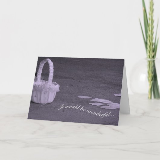 美しい花びらおよびバスケットのフラワー・ガールの要求カード 招待状 (正面)