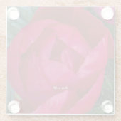 美しい花を咲かせる赤い芍薬 ガラスコースター (裏面)