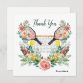 美しい花を持つピックボール サンキューカード (正面/裏面)